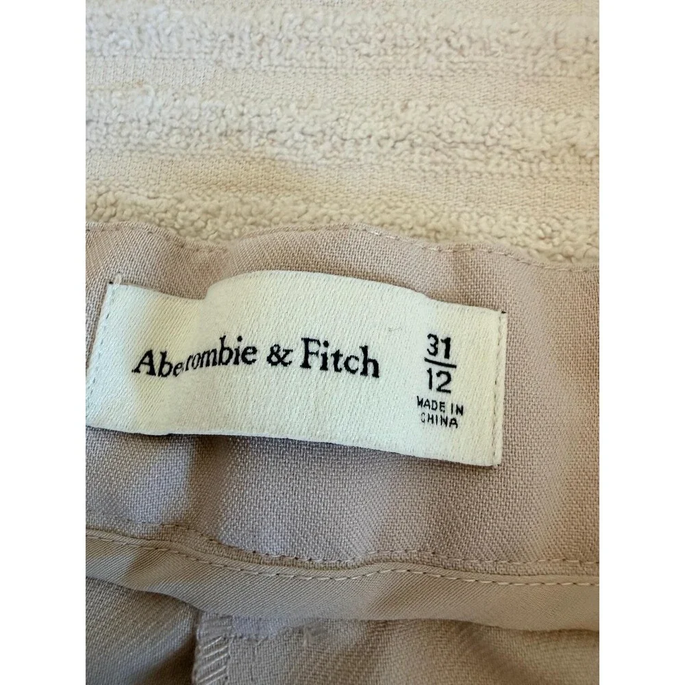 Abercrombie & Fitch Pleated Wide-Leg Dress Pants Beige Womens 31X12 Office